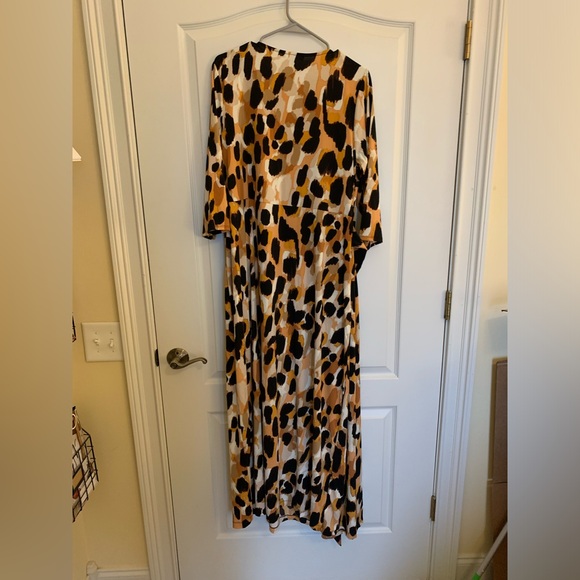 NWOT - Jessica London - Leopard Print Stretch Knit Wrap Maxi Dress - 18 W - Picture 7 of 14